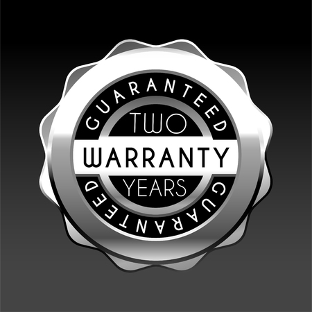 two years warranty silver badge isolated on white background. Guarantee labelのイラスト素材
