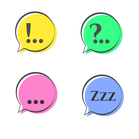 Speech bubble doodle stickers set with multiple colors - stock vector for designのイラスト素材