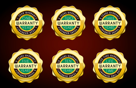 one year to five years warranty golden badges set. Guarantee labelsのイラスト素材