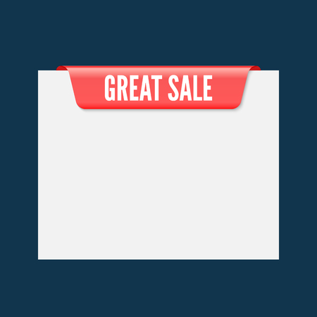 Great sale red ribbon flag. Vector illustration isolatedのイラスト素材