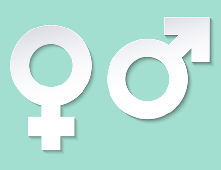 gender icon vector, man and woman symbols, paper cut styleのイラスト素材