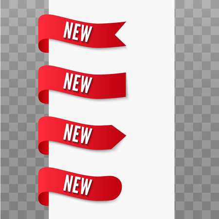 New stickers collection. Set of red vector labels and ribbonsのイラスト素材