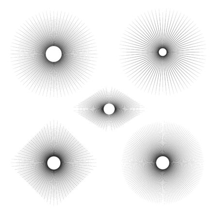 Set abstract sunbursts. The vintage explosion of a star. Retro frames in geometric style.のイラスト素材