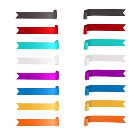 colorful ribbon banner flags set. Retro elements collectionのイラスト素材
