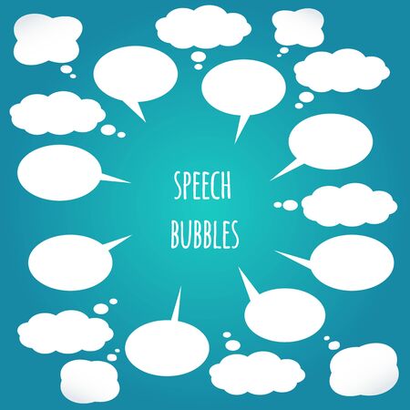 White speech bubbles set. Vector design elementsのイラスト素材