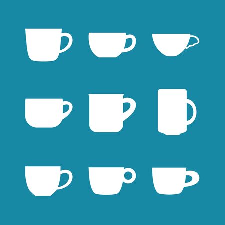 tea or coffee cups collection. Vector icons set. Cafe symbolsのイラスト素材