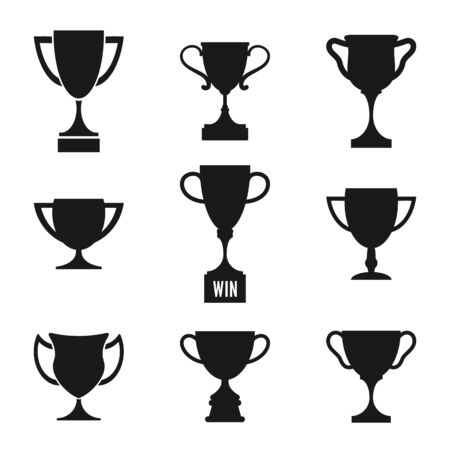 trophy cup icons set. Flat symbols collection. Vector design elementsのイラスト素材