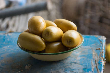 Dates fruit sweet food yellow , fruit close up Ramadan foodの写真素材