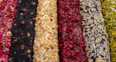 Traditional Turkish Delight, Oriental sweets. Turkish delightの写真素材