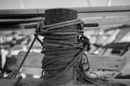 Background image with Rustic dock cleats in the harbourの写真素材
