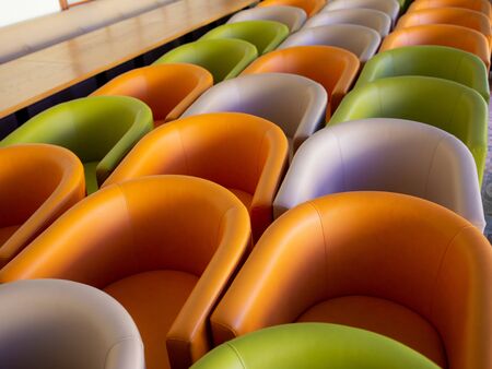 Stack of chairs in a restaurant during coronavirus lock down