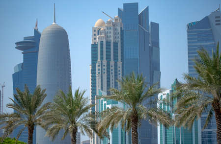 Qatar capital city Doha skyline with high rise buildings.の写真素材
