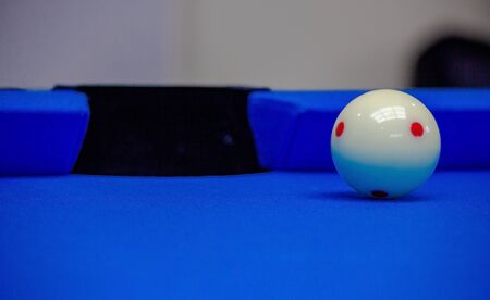 Background image of Billiard balls in a blue pool table, billiards gameの写真素材