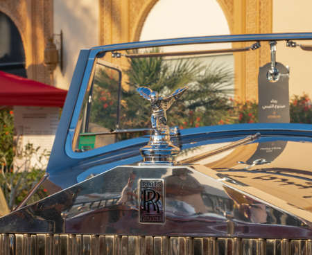 Doha,Qatar- 30 March 2020: 1948 Rolls royce silver wraith blue cabriolet