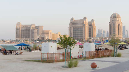 Katara,Qatar- 21 October 2021 : People enjoying the outdoor during the beginning of the winter...