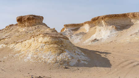 Zekreet desert natural landscape with with many limestone rocks.formed into different shapes due to...
