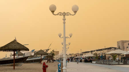 Wakrah, Qatar- January 21,2022 : Old buildings architecture in the Wakrah souq (Traditional Market).