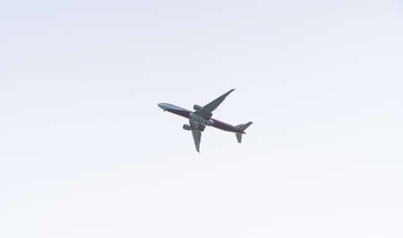 Doha,Qatar- May 15,2022 : Qatar airways flight. flying high