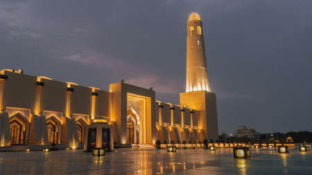 Imam Abdul Wahab Mosque: The Qatar State Grand Mosque Mosque.の写真素材