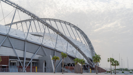 Doha,Qatar- July 07,2022 :Khalifa International Stadium in aspire zone.のeditorial素材