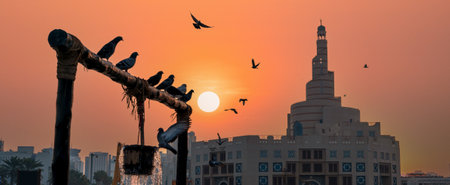 Doha, Qatar- October 10,2022 : morning view of fanar building aong with souq waqif wellのeditorial素材