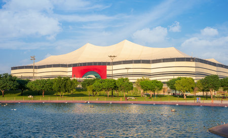 Doha,Qatar- October 10,2022: Al-Bayt Stadium football stadium in Al Khor, Qatar, intended to be used in time for matches in the 2022 FIFA World Cupのeditorial素材