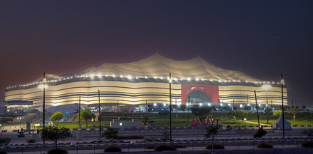 Doha,Qatar- October 10,2022: Al-Bayt Stadium football stadium in Al Khor, Qatar, intended to be used in time for matches in the 2022 FIFA World Cupのeditorial素材