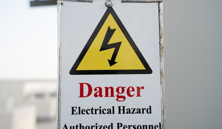 Doha, qatar- 01 November 2023 :electric danger sign.