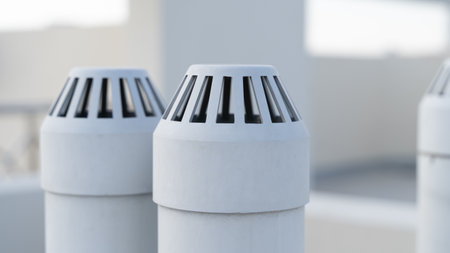multiple toilet ventilation pipe on top of the apartment.