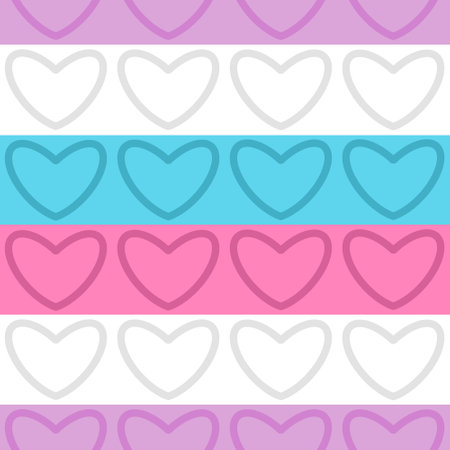 Intersexual flag seamless pattern with isolated delicate heart contours. LGBT pride month raster illustration for fabric, banner, packaging, textile, apparel, wallpaper.の写真素材