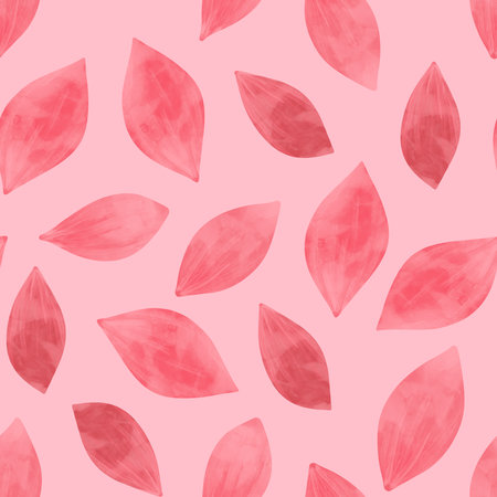 Falling petals seamless pattern. Hand drawn textured rose petals isolated on pink background. pink flower petals allover printの写真素材