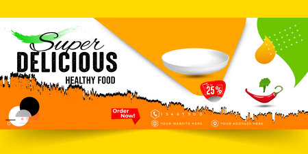 Food Template and Restaurant Web Banner, Burger banner design, Food Design Banner, Fast Food digital template, Vector Template design, Delicious Food Restaurant Banner.のイラスト素材