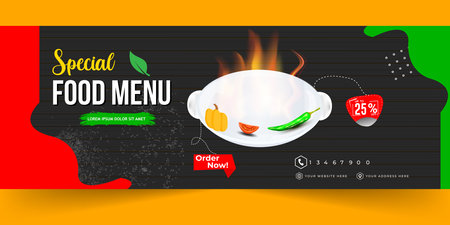 Food Template and Restaurant Web Banner, Burger banner design, Food Design Banner, Fast Food digital template, Vector Template design, Delicious Food Restaurant Banner.のイラスト素材