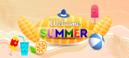 Hello summer holiday beach vacation theme horizontal banner, hi Summer vacation traveling poster,...