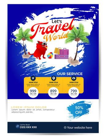 Modern company tours travel flyer design. Summer Holiday Tourism Brochure Template. world tours Flyer Design. tourism color tour flyer, Holiday Poster. World Adventure template.のイラスト素材