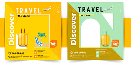 Social media Travel and tours ad design. Enjoy Holiday Adventure Template. social media post...