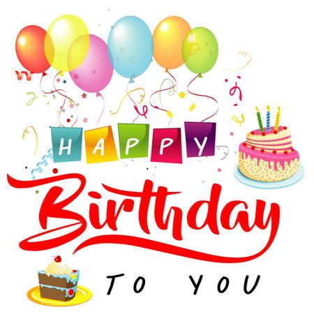 birthday, balloon, party, happy, card, balloons, celebration, vector, fun, illustration, holiday, decoration, colorful, design, gift, greeting.のイラスト素材