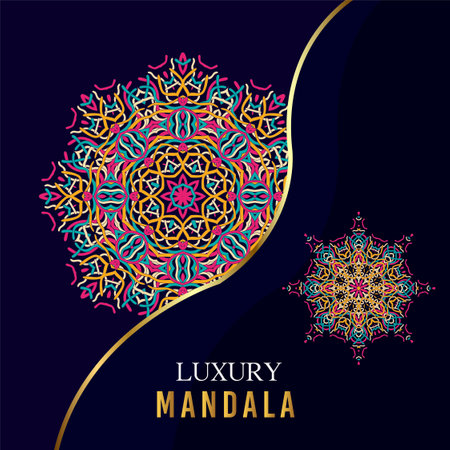 Luxury Ornamental mandala background with golden arabesque pattern Arabic Islamic east style. Decorative mandala for print, Vector geometric floral pattern.のイラスト素材