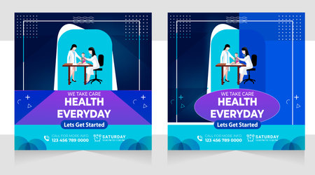 Medical healthcare flyer social media post template. health clinic social media post template.のイラスト素材