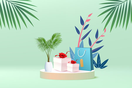 3d podium background Product display show. Luxury 3d rendering of podium for product presentation.のイラスト素材