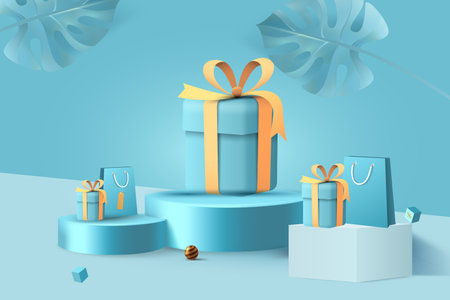 3d podium background Product display show. Luxury 3d rendering of podium for product presentation.のイラスト素材