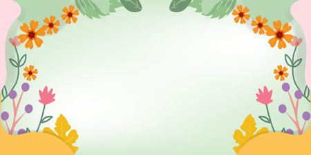 Abstract floral art background vector. Flower style wallpaper with botanical leaves Organic shapes Watercolor. Floral flowers border seamless pattern style on white background.のイラスト素材