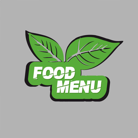 Food menu design template with green leaves. Vector illustration. Eps 10のイラスト素材