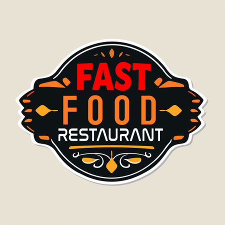 Fast food restaurant badge. Design element for poster, banner, sign, flyer.のイラスト素材
