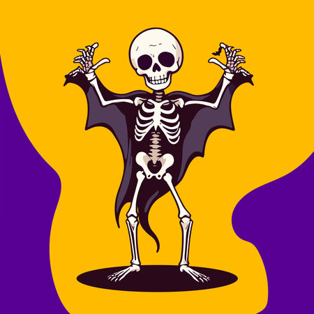 Halloween vector illustration of skeleton with hands up, halloween conceptのイラスト素材