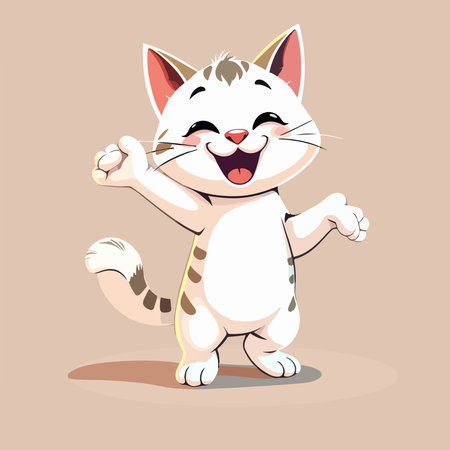 Cute cartoon cat. Vector illustration isolated on a white background.のイラスト素材