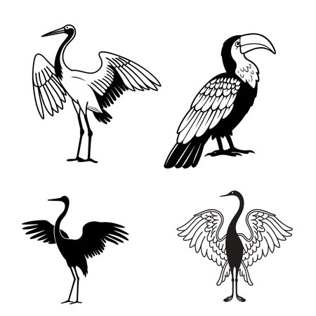 flying hunting bald eagle black silhouette illustration design.のイラスト素材