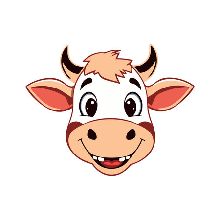 Cute cartoon cow on white background. Farm animal. Vector illustration.のイラスト素材