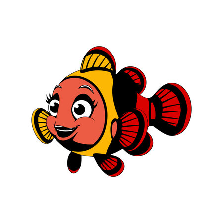Cartoon clown fish isolated on white background. Vector illustration. Eps 10.のイラスト素材