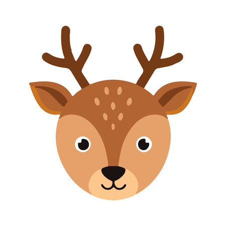 Cute cartoon deer head. Vector illustration of a cute deer.のイラスト素材